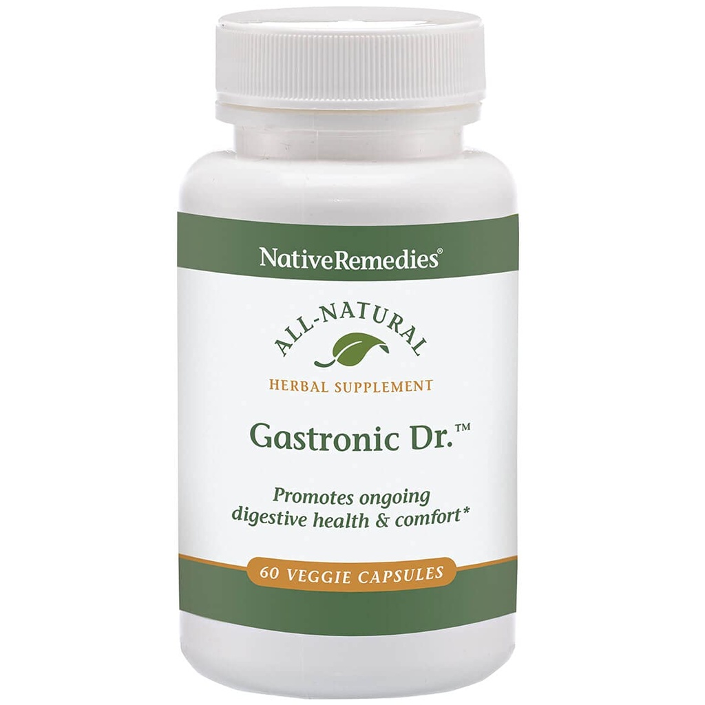Native Remedies Gastronic Dr. - Alle natuurlijke kruidensupplement voor gezonde spijsvertering en comfort na maaltijden - bevordert een gezonde maaglijn en evenwichtige maagzuurniveaus - 60 Veggie Caps