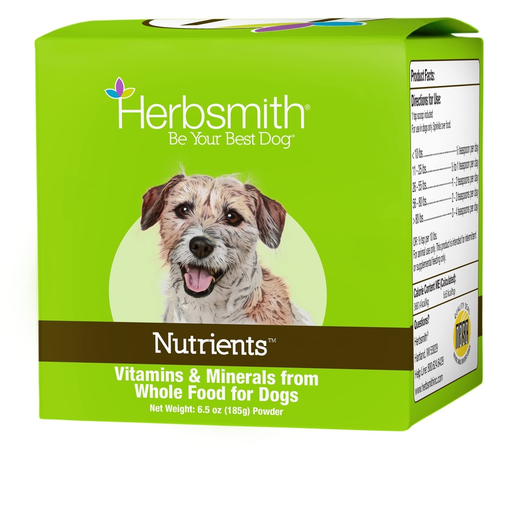 Herbsmith Nutriënten Superfood Honden Multivitamine Met vitamines en mineralen van Whole Foods Boost Kibble of DIY Raw met antioxidanten voor Puppies naar Senioren - 6,5 oz