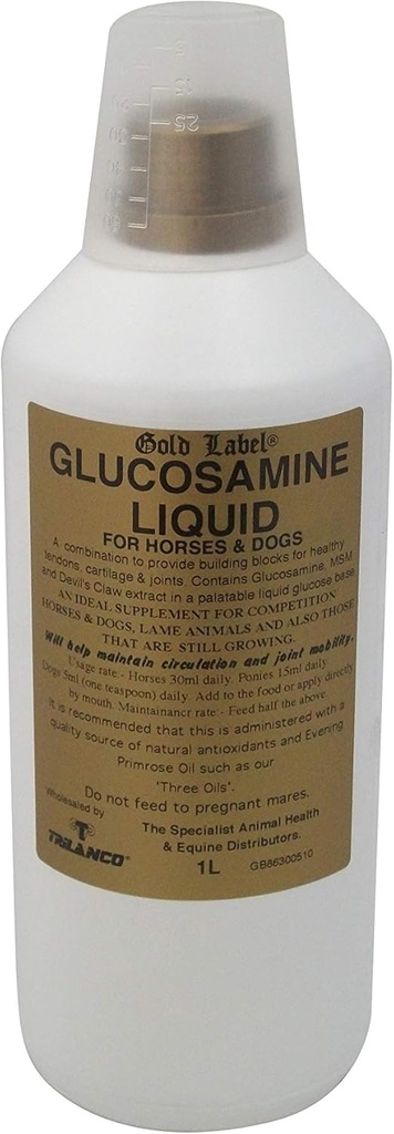 Gold Label Glucosamine Liquid, Horse Supplement, gezonde gewrichten en mobiliteit, 1 liter