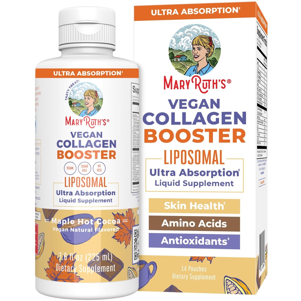 MaryRuth Organics Collageen Booster Liposomal, Sugar Free, Liquid Collageen Booster met Vitamine C, Vitamine E, Zink, Koper en Silica, Huidverzorging & Gezamenlijke Ondersteuning Supplement, Vegan, Non-GMO, 7.6 Fl Oz
