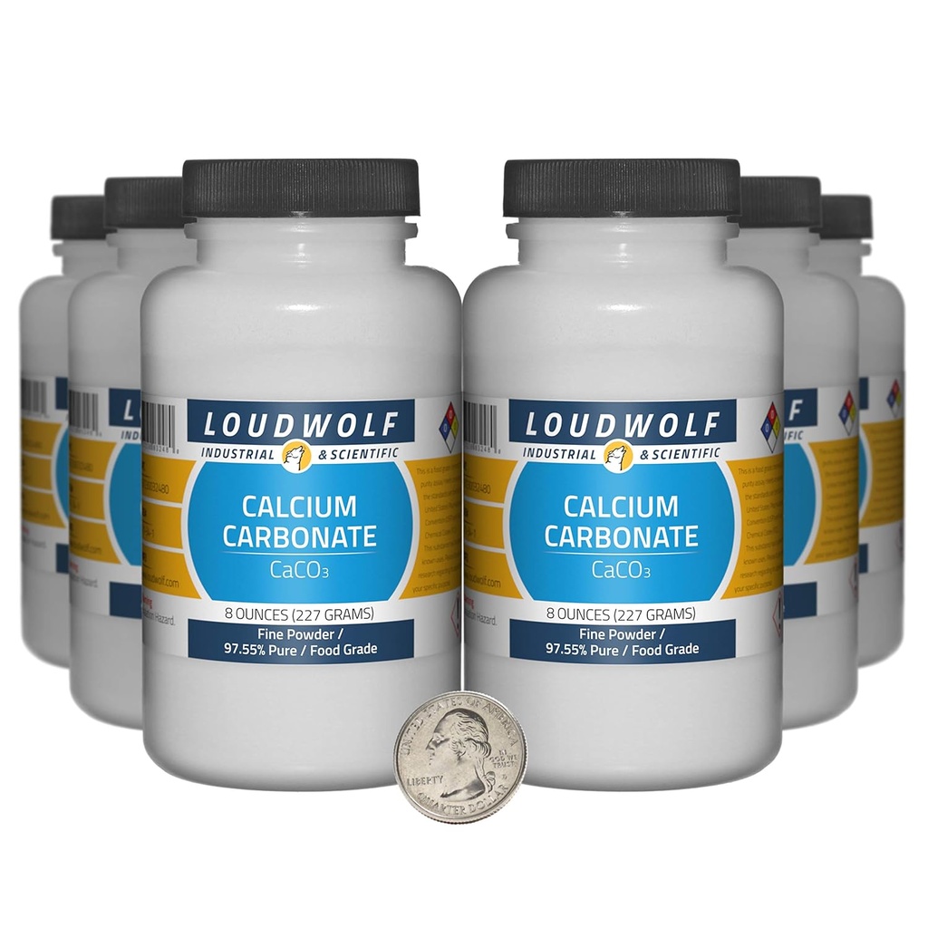 Calcium Carbonaat / 3 Ponden / 6 Flessen / 97,55% Pure Food Graad / Fijn poeder