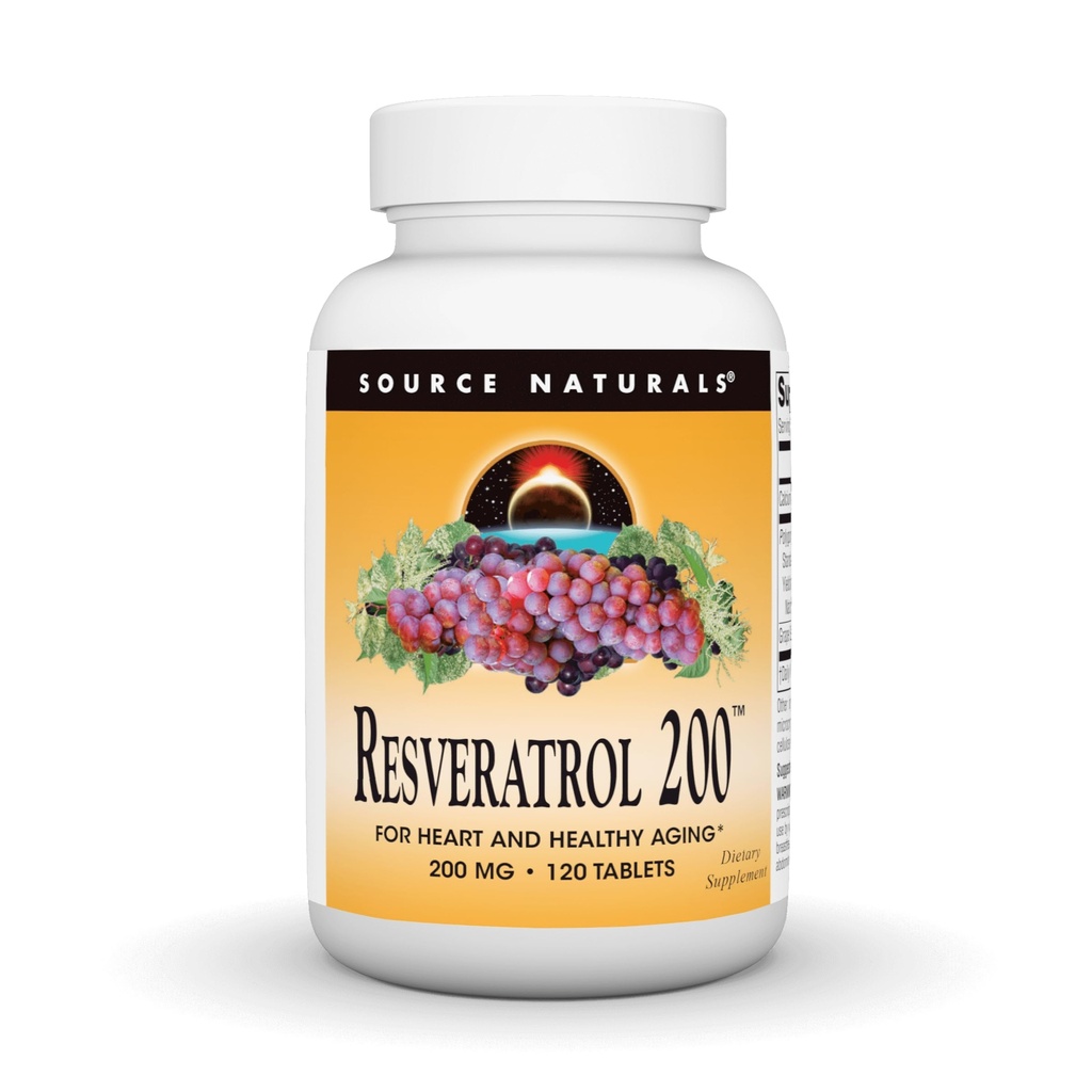 Source Naturals Resveratrol 200 for Healthy Aging*, 200 mg - 120 Tablets