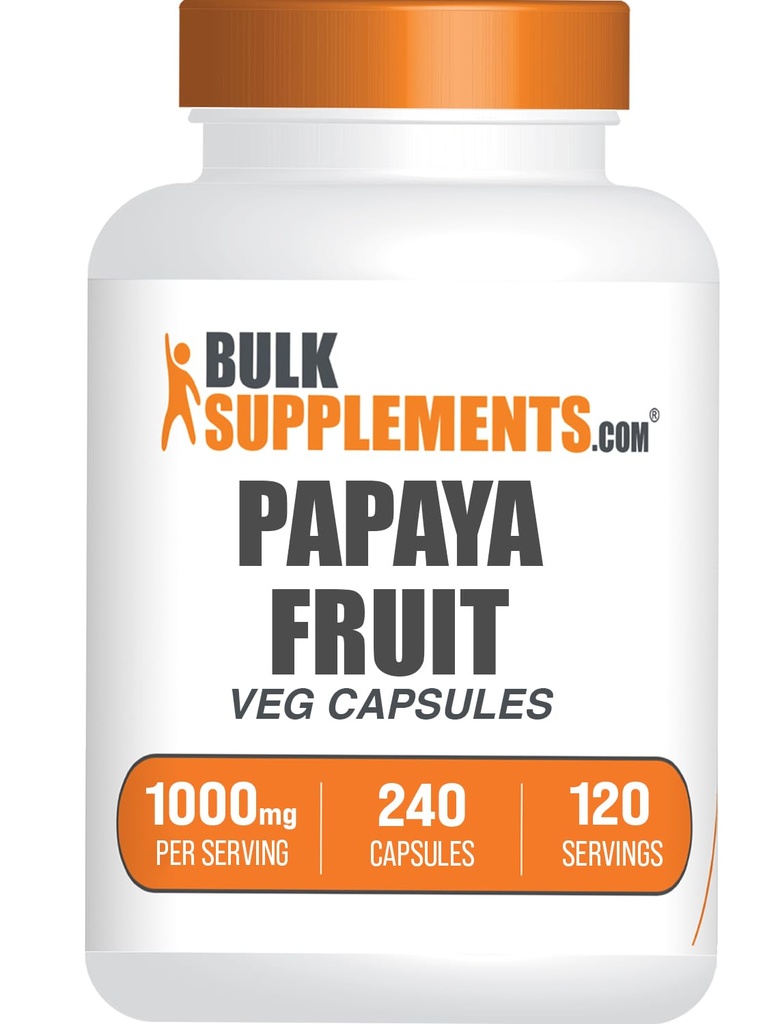 BulkSupplements.com Papaya Fruit Extract Capsules - uit Carica Papaya, Kruidensupplement - Glutenvrij, 1000mg, 2 capsules per portie, 240 Tellen (Pack of 1)