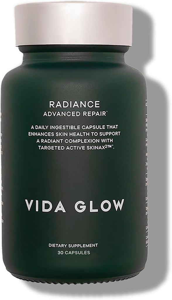 Vida Glow Radiance Supplement Capsules - Anti Aging Supplement - Targeting Dark Spots, Uneven Skin Tone, Redness Relief - Promotes Glowing Skin | 30 Servings