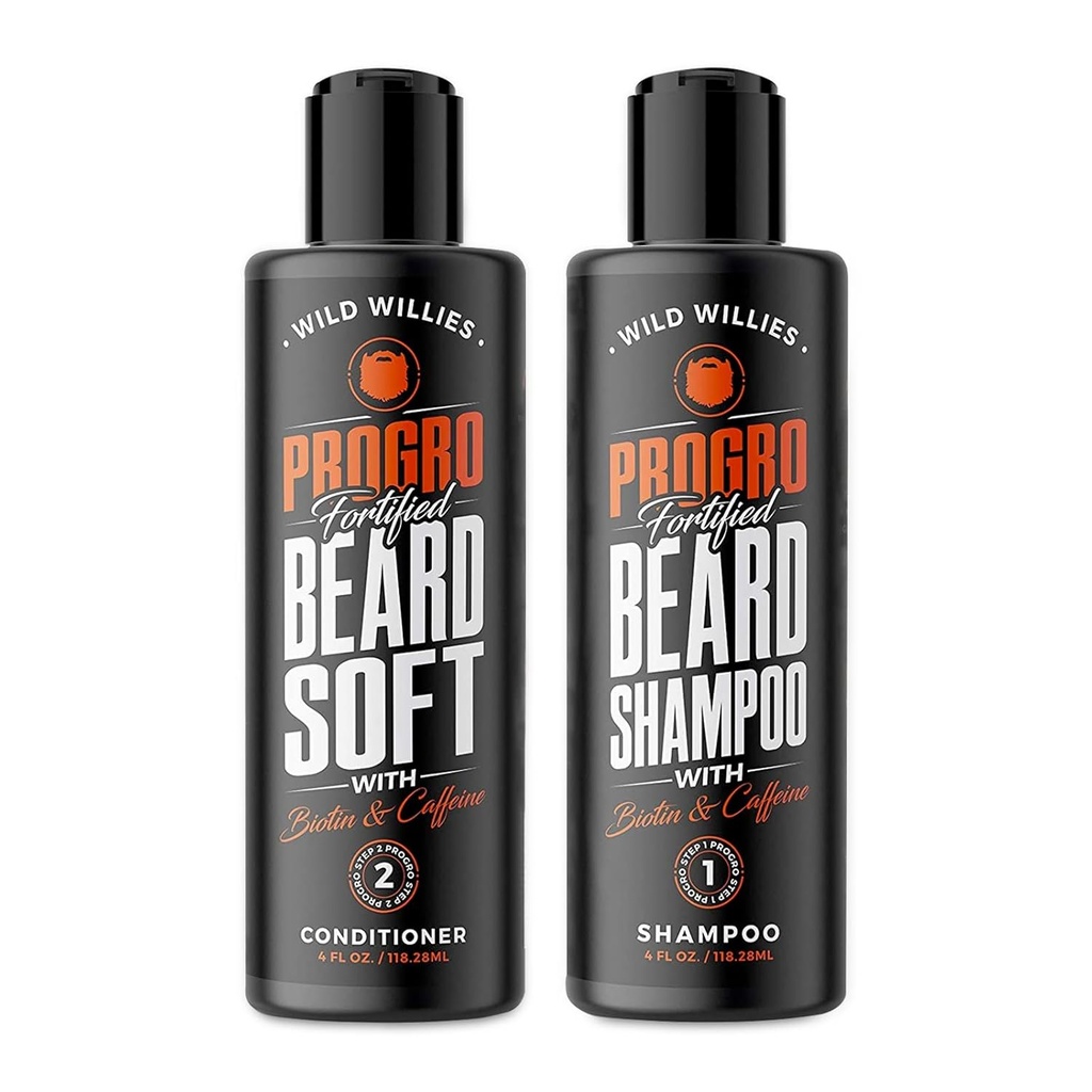 Wild Willies ProGro Baard Groei Shampoo & Conditioner Set voor Thicker & Fuller Baard