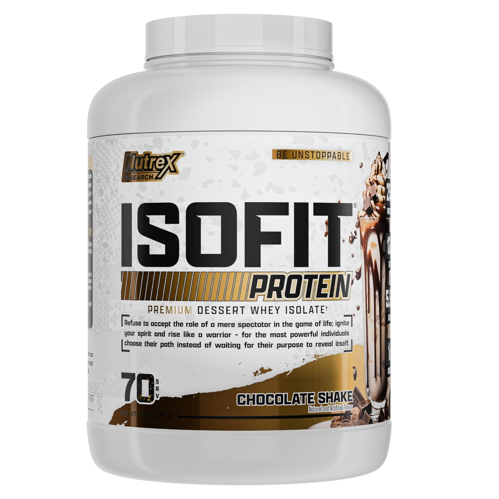 Nutrex Research IsoFit Whey Protein Powder Instantized 100% Wei Protein Isolaat (70 Servers, Chocolade Shake)