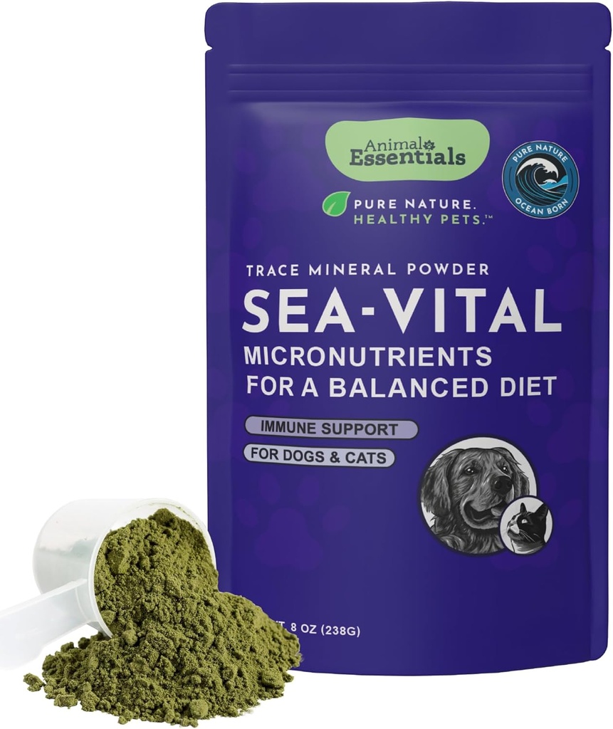 Animal Essentials Ocean Kelp for Dogs & Cats - Thyroid Support, Thyroid Supplement, Sea Kelp Powder, Trace Minerals, Veterinarian Recommended - 8 Oz