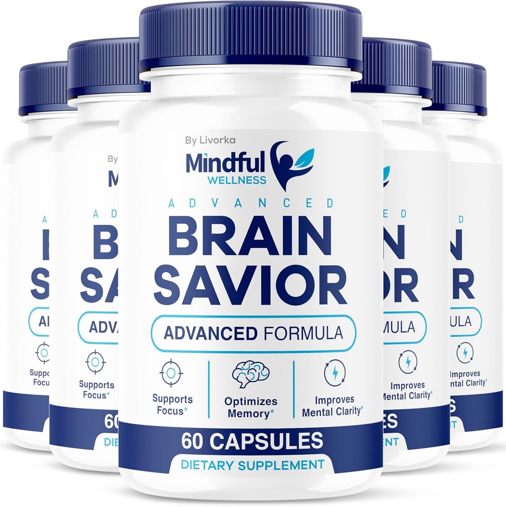 (5 Pack) Mindful Wellness Advanced Brain Savior Capsules, Official Mindful Wellness Supplement Pillen, Mindful Wellness Support Capsules Premium Formula - Alle natuurlijke pillen, 300 capsules voor 5 maanden