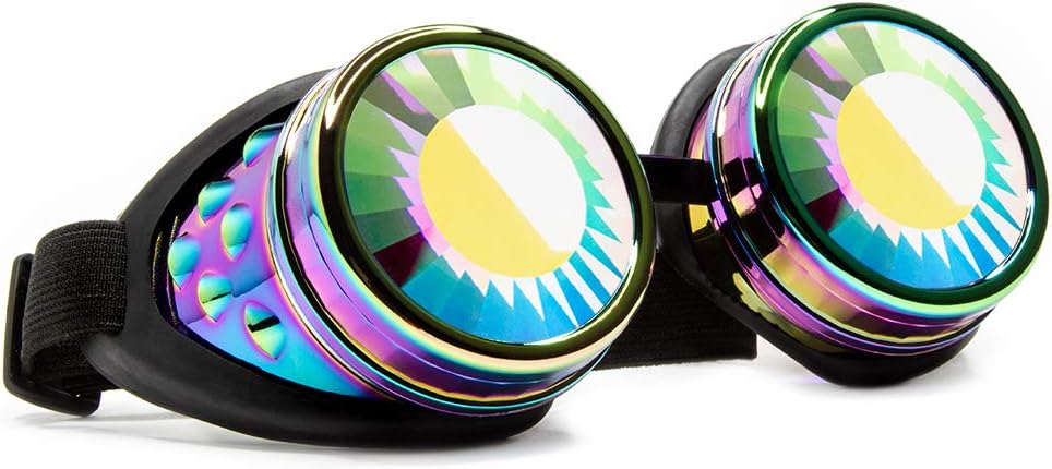 GloFX Polychrome Wormgat Caleidoscoop Goggles - Festival Rave kostuum Cosplay Prism EDM 3D Lassen Gotische Goggles