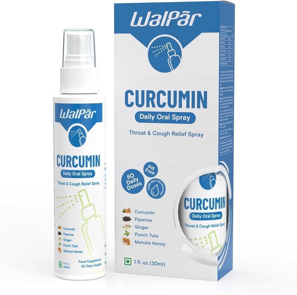 Curcumine Oral Spray - Een natuurlijke Blend met Curcumine, Piperine, Gember Extract, Punch Tulsi, en Manuka Honing 