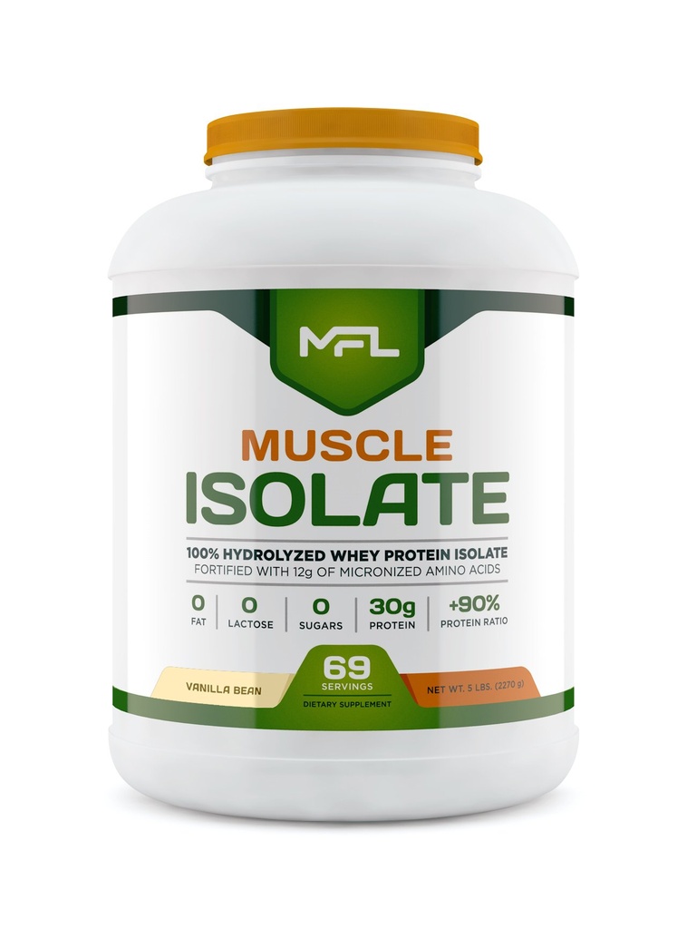 MFL 100% isolaateiwit l 30 g proteïne l 12 g aminozuren l Keto Vriendelijk l Low Carbs l 5 lbs. (Vanilla Bean)