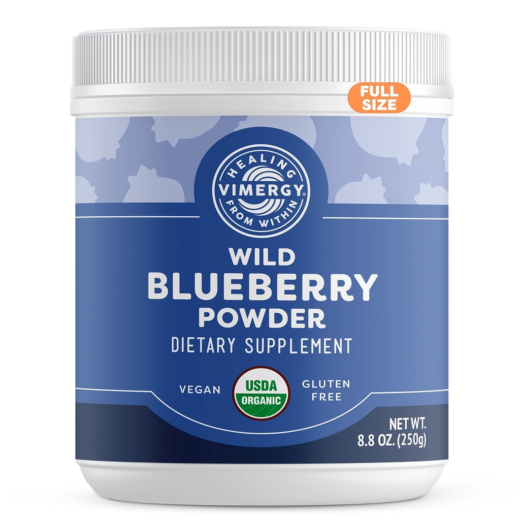 Vimergy Wild Blueberry Powder Beschermt de gezondheid van het brein* - Ondersteunt de cardiovasculaire functie* 