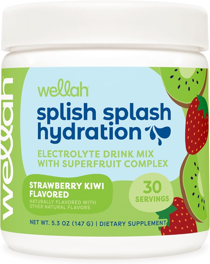 Wellah Splish Splash Hydration Electrolyte Drink Mix (Strawberry Kiwi Flavored, 30 porties)