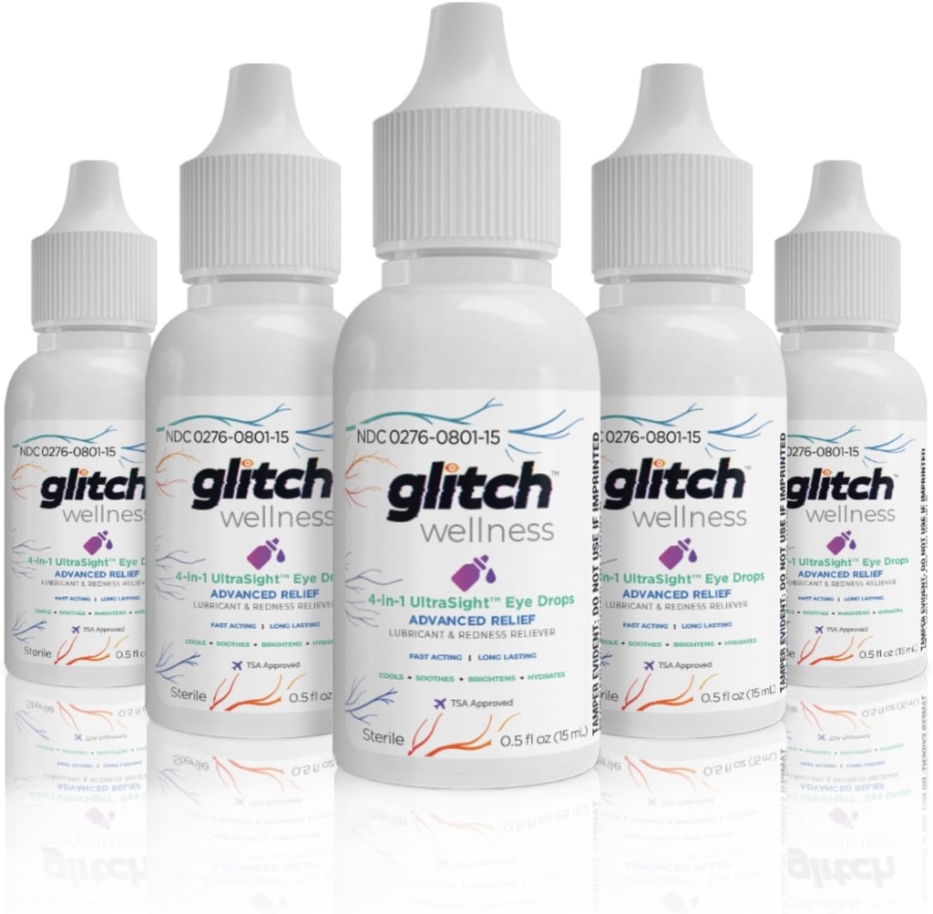 Glitch UltraSight oogdruppels voor droge ogen 15ml - 4 in 1 Geavanceerde verlichting Droge oogdruppels - alle dag comfort met hydratatie, verlichting, koeling - effectief kalmeert irritatie & droogheid (5)
