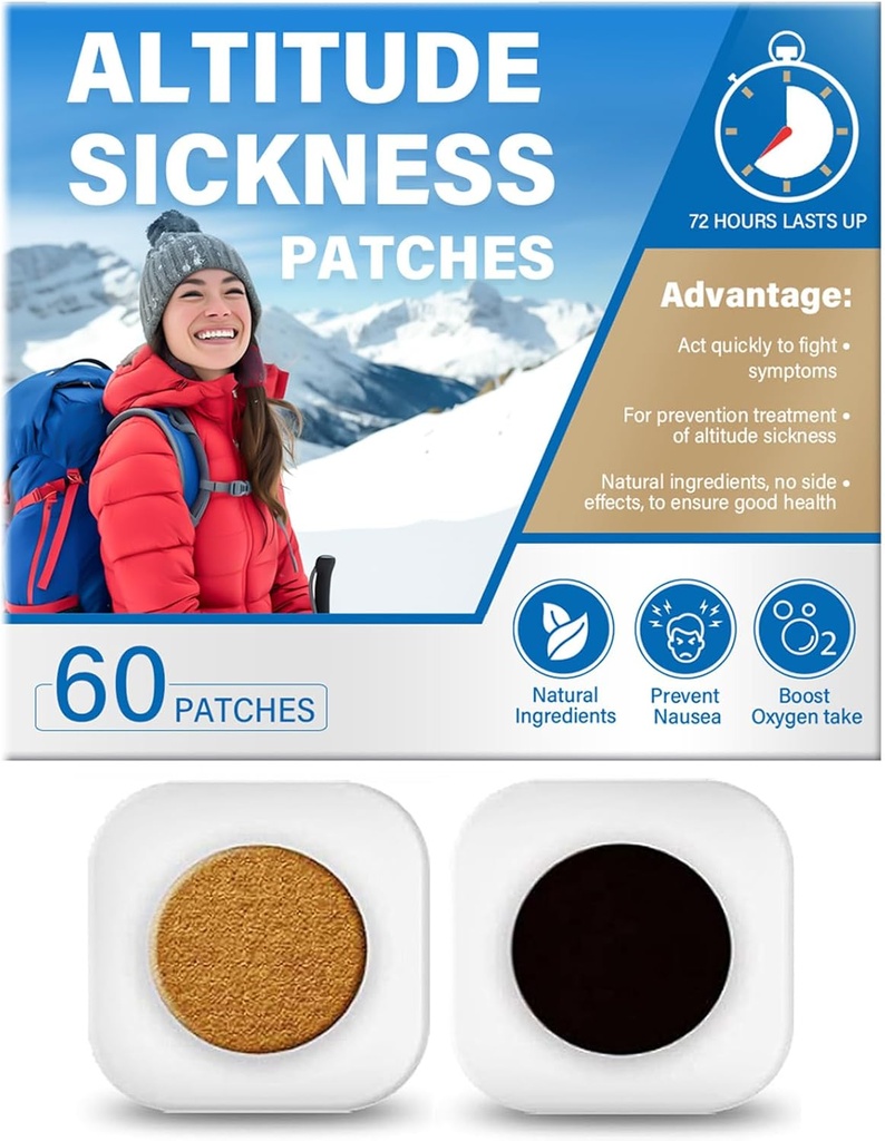 Yasirona Hoogte ziektepreventie Patches, bestrijdt hoge hoogte ziektesymptomen, verhoogt zuurstofopname, ondersteunt snelle hoge hoogte acclimatisatie ((60 telling - pakket van 1))