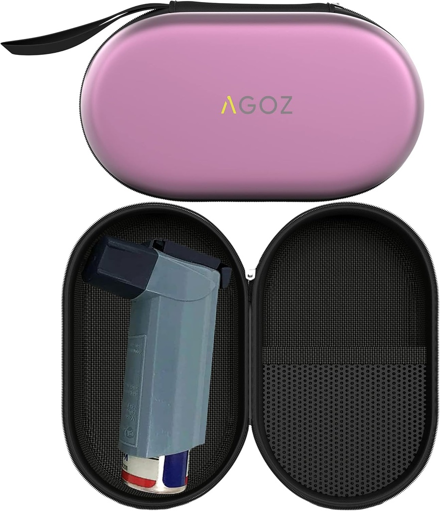 AGOZ Astma Inhalator geval Zippered Beschermende Medical Pouch Cover met polsband (Paars)