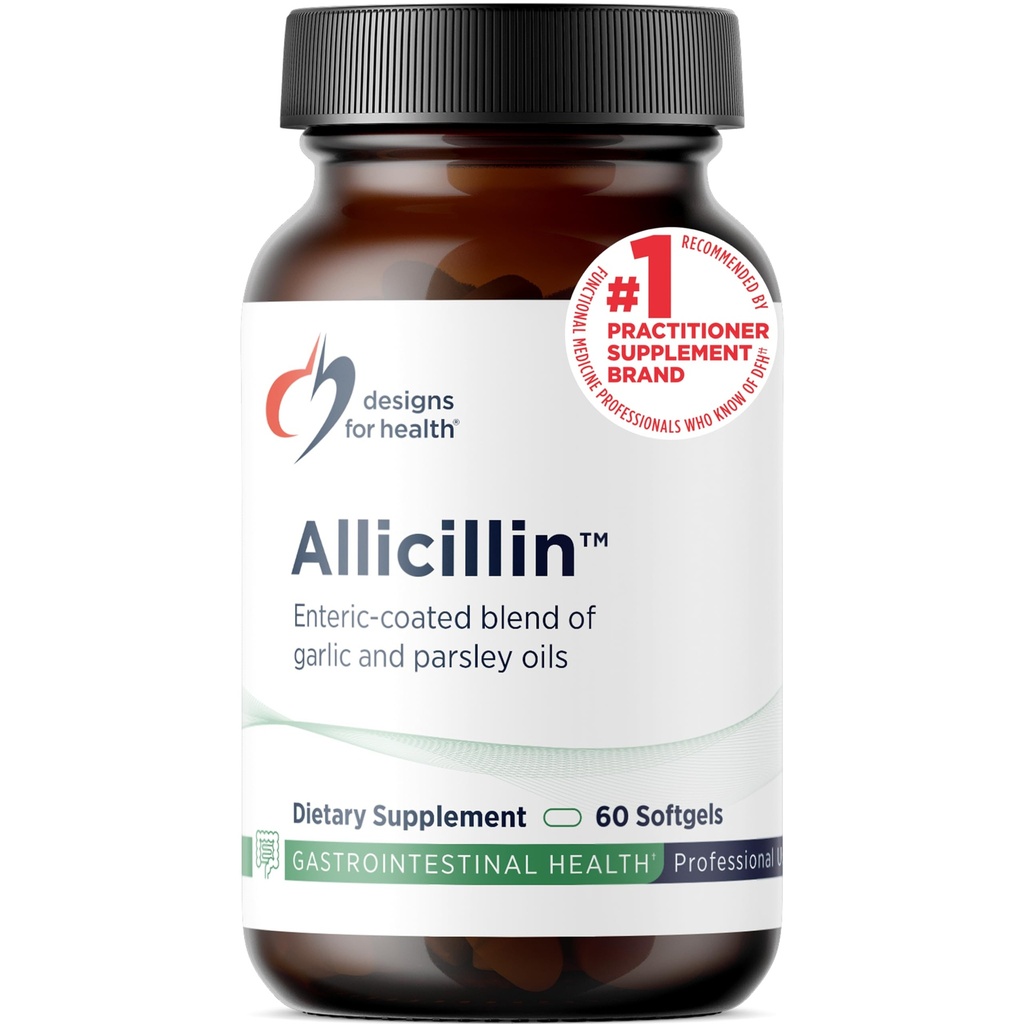 Designs for Health Allicilline - Allicine Supplement with 200mg Knoflookolie + Peterselie Oil - Knoflook Pillen met krachtige Sulfiden - Enteric Coated to Help Reduce Odor, Non-GMO (60 Softgels)