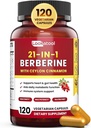 21-in-1 Berberine Supplement met Ceylon Cinnamon - Biologische Berberine HCL Fytosome, 5X hogere absorptie voor voedingsondersteuning 120 capsules