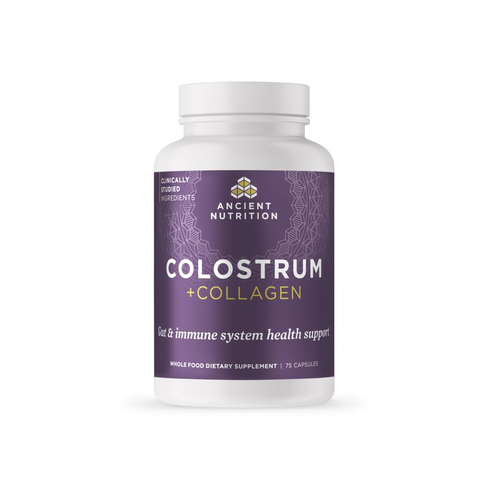 Oude Voeding Colostrum Superfood + Collageen, Grass Fed Bovine Colostrum, Gefermenteerde Eggshell Membrane Collageen, Ondersteunt gezonde Gut Microbiome en Immune System, 75 Tellen