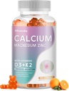 Calcium Magnesium Zink Gummies met Vitamine D3 & K2 - Hoge Potentie Enhanced Absorptie -60 Oranje Gummies Flavored.