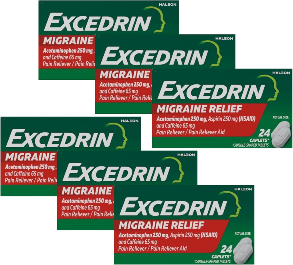 Excedrin Migraine Relief Medication, 24 Caplets (verpakking van 6)