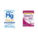SlowMag Muscle Heart Magnesium Chloride Calcium 120 Tellen & Slow Fe 45mg IJzertekort Supplement 60 Tellen