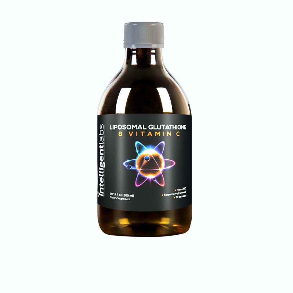 Intelligente labs Liposomale glutathion + vitamine C, Advanced Liquid Antioxidant Formula, 500 mg Verminderd L-glutathion + 1000 mg Vitamine C per portie, 30 porties, sojavrij