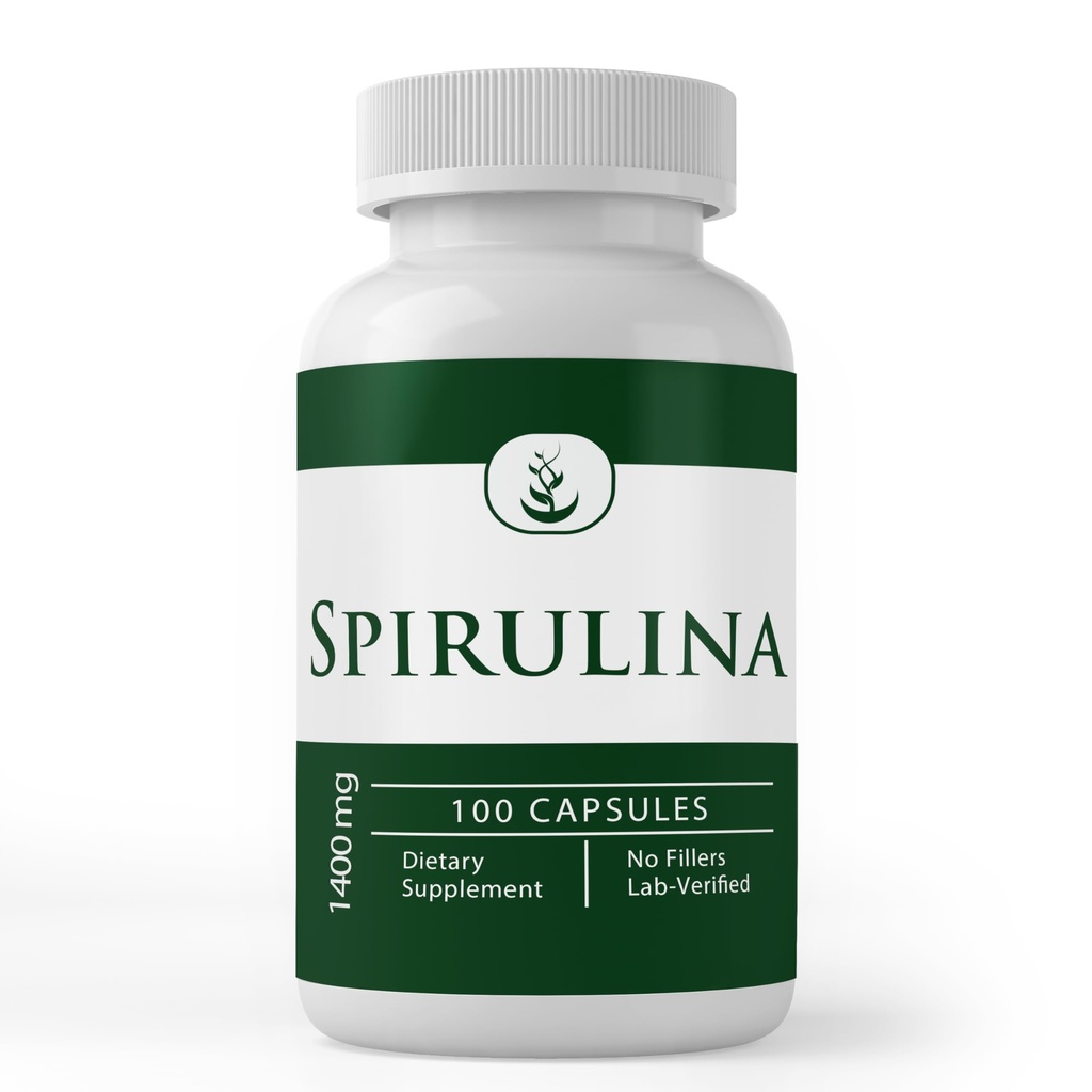PURE ORIGINEEL INGREDIËNTEN Spirulina (100 capsules) Rijk aan Phycocyanine, Pure