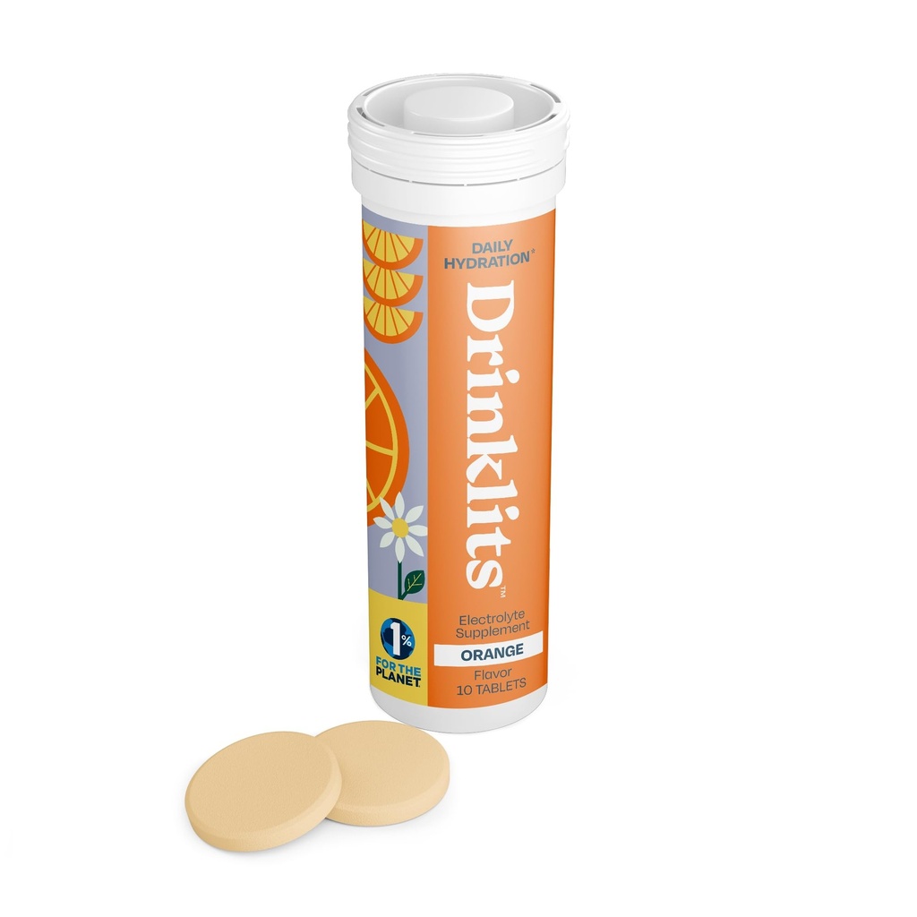 Drinklits Oranje Electrolyte tabletten voor hydratatie Grote Smaak - 0g Suiker - Essentiële Elektrolyten - Dagelijkse Gebruik 