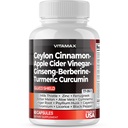 Ceylon Cinnamon, Apple Cider Vinegar, Kurkuma - Gluco Health Support - Panax Ginseng, Berberine, Bitter Melon Milk Thistle Fenegriek - Niet genetisch gemodificeerde organismen 