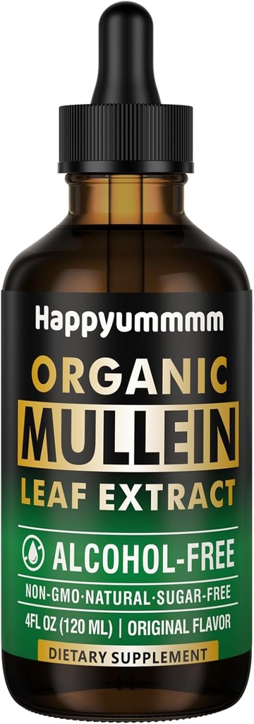 Mullein druppels voor Longen Reiniging, Vegan Mullein bladextract Tinctuur met Chlorofyl, Ondersteuning Immune, Ademhalingsstelsel - 4 fl oz (120 ml)