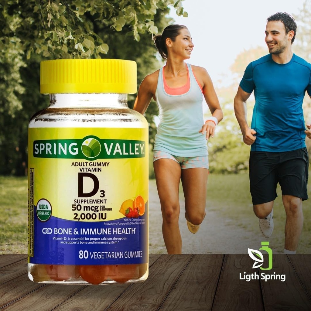 Vitamine D3 Gummy, 2000 IE, 80 Ct + Vitaminen en Mineralen - Beter licht & Spring Guide© A to Z for Immune & Bone Health 