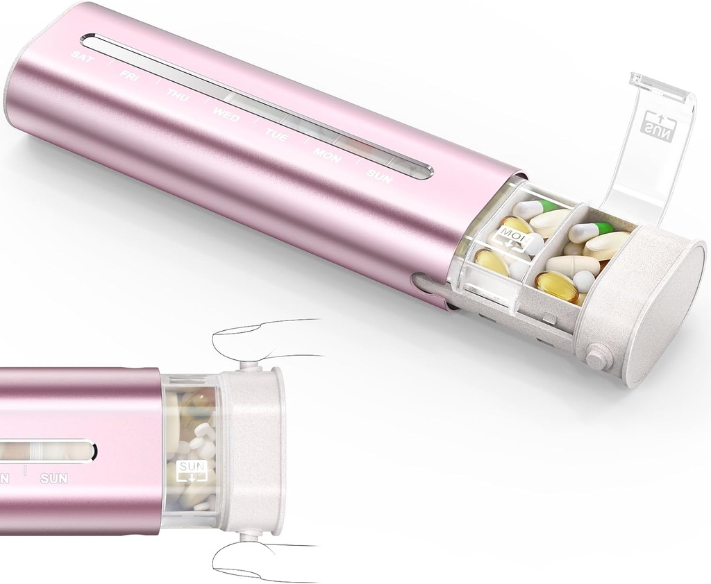 Zannaki Aluminium 7 dagen Weekly pil Organizer, Portable Travel pil case met drie lagen Seal, grote capaciteit leuke dagelijkse pil Box, pil houder container voor vitamines, pillen, supplementen en medicijnen