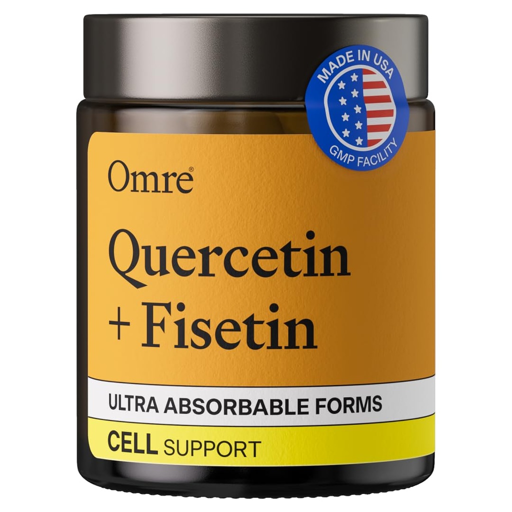 OMRE Quercetine- en Fisetin-supplementen - Geteste senolytische supplementen van derden voor verouderingsondersteuning - 500 mg Quercetine Phytosome en 100 mg Fisetin - Zeer Biobeschikbaarheidsformulieren