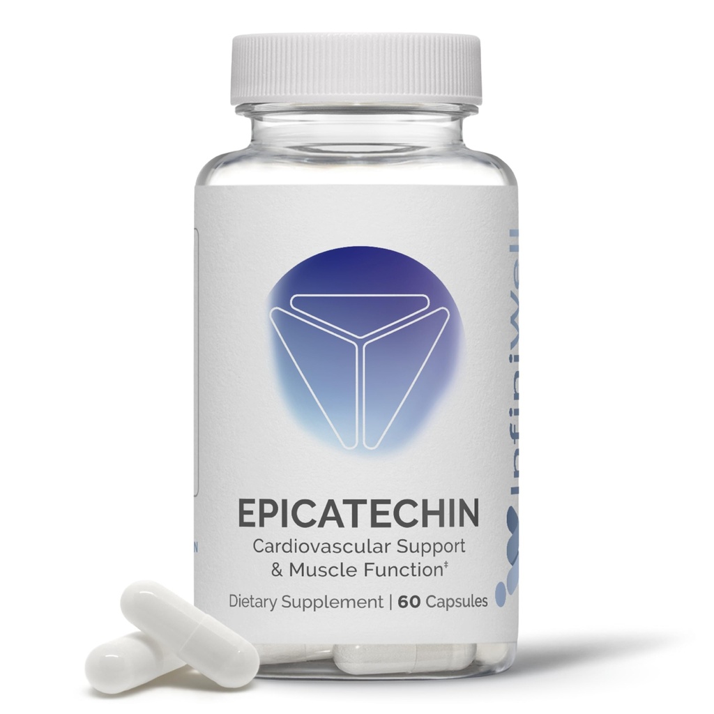 InfiniWell Epicatechin Supplement - Ondersteuning Muscle Building & Nitric Oxidation Production - Promote Healthy Protein Synthesis, Oefening Herstel, Antioxidant Ondersteuning & Cognitieve Functie (60 Capsules)