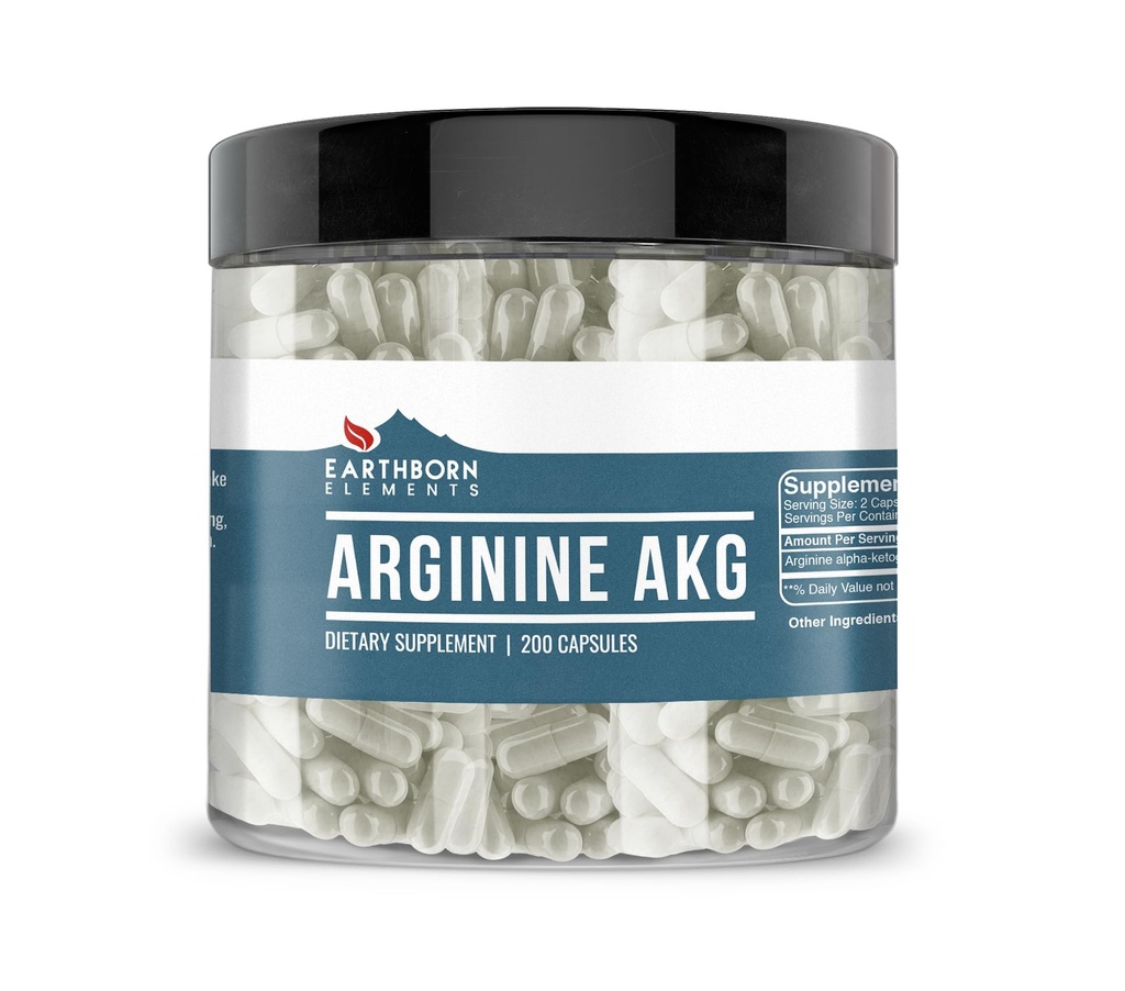 Earthborn Elements Arginine AAKG 200 Capsules, Pure & Onverdund, Geen Additieven