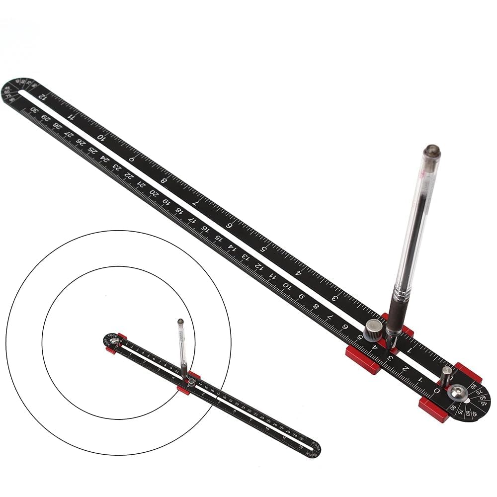 300mm Houtbewerking Kompas, Groot Kompas Houtbewerking Scribing Circle, Carpenter Kompas Heerser Markering Gauge Circle Markering Tool voor Ingenieur Carpenter (zwart)