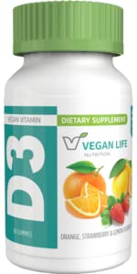 Veganistisch Leven Voeding - Vitamine D3 Gummies voor kinderen en volwassenen (1000 IE) - Glutenvrij, Non-GMO, Ondersteunt Bot Gezondheid en Immuun Systeem - 60 Gummies