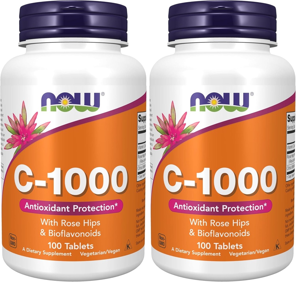 NOW Supplementen, vitamine C-1.000 met Rose HIPS & Bioflavonoïden, Antioxidant Protection*, 100 tabletten (verpakking van 2)