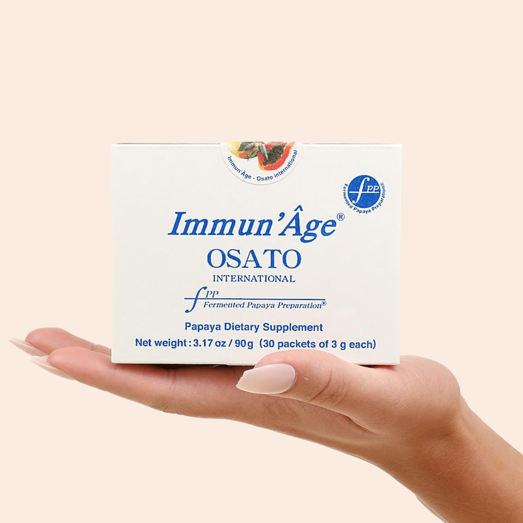 IMMUN'ÂGE - Antiverouderingssupplement - NRF2-activator - Immuunondersteuning - Antioxidant - Cellular Energy Booster - Huidverouderende bescherming - 100% Japanse gefermenteerde Papaya - poeder - 30 verpakkingen x 3 Gram