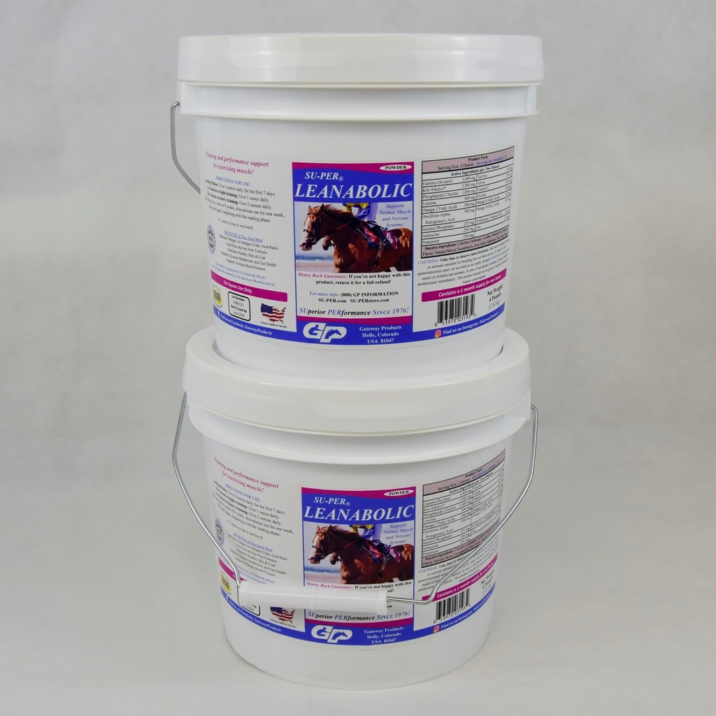 SU-PER Leanabole Horse Muscle Supplement - Training en prestaties Ondersteuning bij paarden - Paardenvitaminen en mineralen Supplement - 4 Pond, (2 Pack)