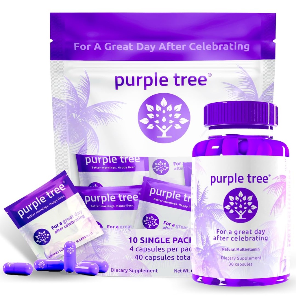 Paarse boom Post-Celebration Wellness Bottle + Pakket Kit Combo, Lever Ondersteuning, Snelle Hydratatie, Body Replenisher 
