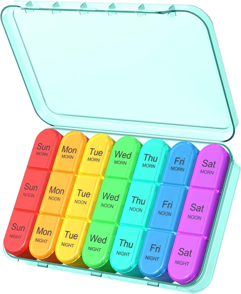 Pillen Organisator 3 keer per dag, Weekly Pillen Organisator 3x per dag, Pill Box 7 Dag, Dagelijkse Pillen Box Organisator, Reizen Container Pillen Organisators 7 Dag, Medicine Organisator om Vitaminen en Medicijnen vast te houden