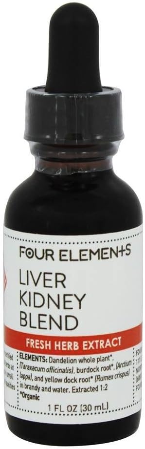 Lever Nier Blend Kruiden Tinctuur Vier elementen Biologische Kruiden 1 oz Liquid