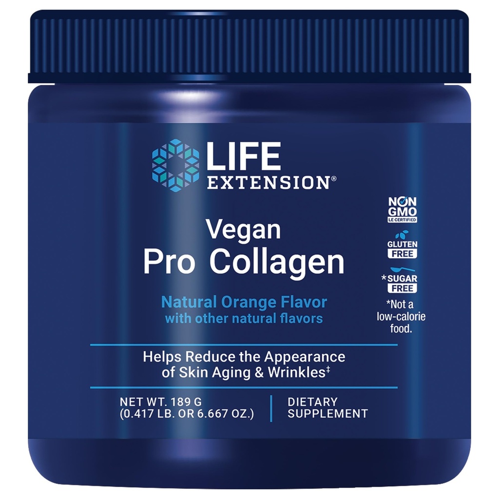 Life Extension Vegan Pro Collageen, Collageen Builder Support, Skin Health, Type I Collageen Aminozuren, gotu kola, Vitamine C, Glutenvrij, Non-GMO, Veganistisch, 30 porties