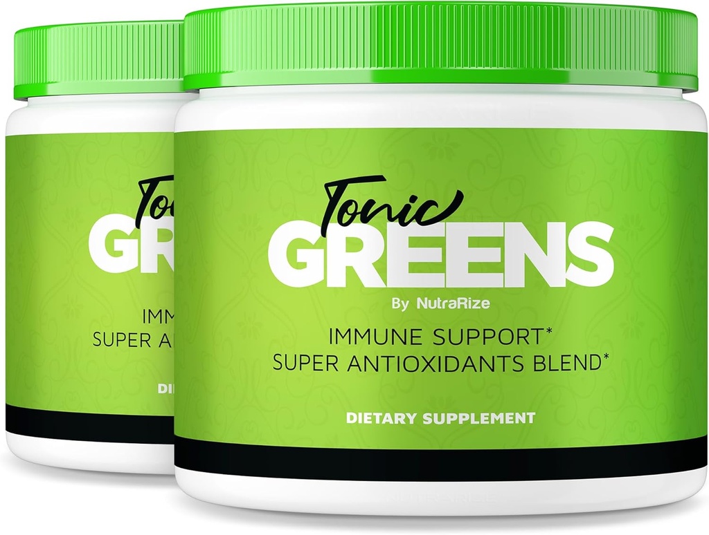 NutraRize (Pack van 2 Tonic Greens, All-Natural Supplement in een Jar voor Immune Support, Delicious Way to Detox The Body, Powder for Health and Wellness Reviews (60 Servings)