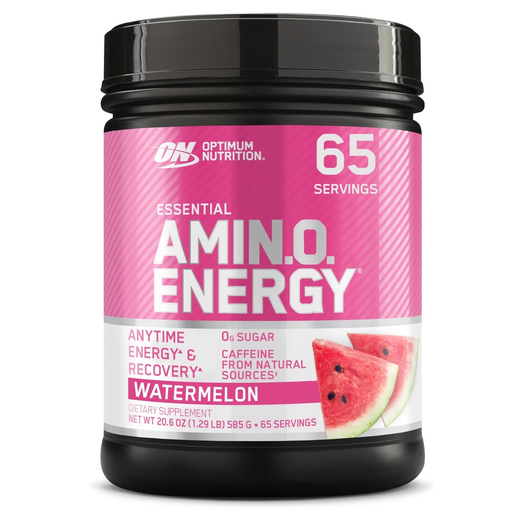 Optimale voeding Amino Energy - Pre-workout met groene thee, BCAA, Aminozuren, Keto vriendelijk, Green Coffee Extract, Energiepoeder - Watermeloen, 65 porties (Verpakking mei Vary)