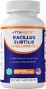 Vitamatic Bacillus Subtilis 10 Miljard per DR Capsule - 60 Telling - Digestieve, Gut & Immune Health Ondersteuning - Gemaakt met Prebiotische Inulin Fiber