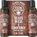 Viking Revolution Baard Wash & Baard Conditioner Set w/Argan & Jojoba Oils - Softens & Strengths - Natural Baard Shampoo w/Baardolie Sandalwood (5oz)