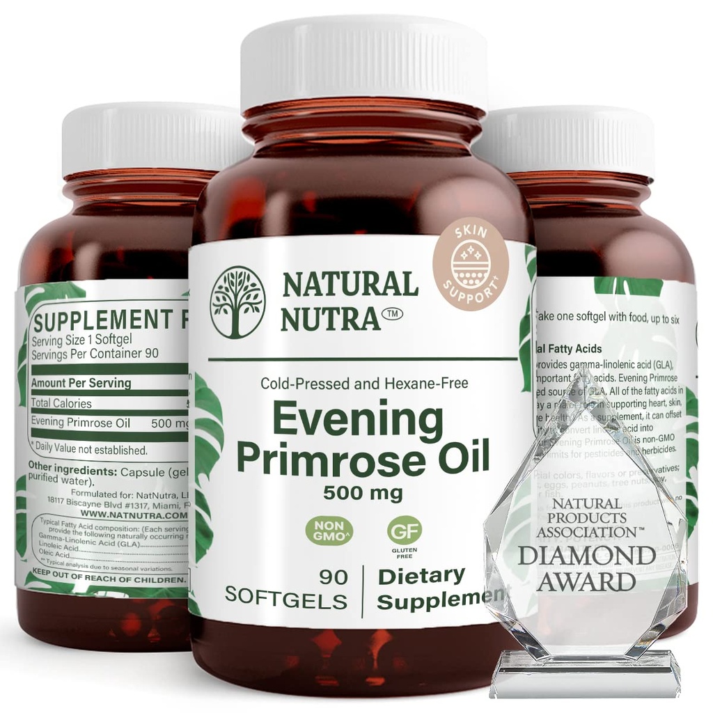 Natuurlijke Nutra Avond Primrose olie supplement van vetzuur, nerve gezondheid, helpt verminderen huidvlekken, balans body secretions, bevordering van de gezondheid van het hart, huidhelderheid, 500 mg, 90 Softgels